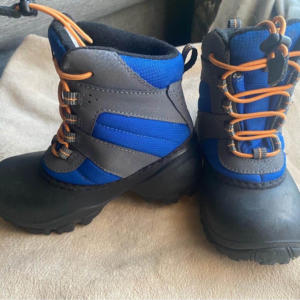 Columbia Boots Rope Tow III Youth Shoes Size 11 Gray Blue Leather Waterproof